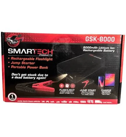 Smartech Products 8000 mAh Lithium Powered Vehicle Jump Starter and Power Bank