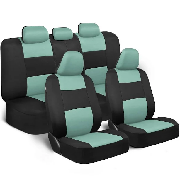 Bdk PolyPro Car Seat Covers Full Set Black Front and Rear Split Bench Seat