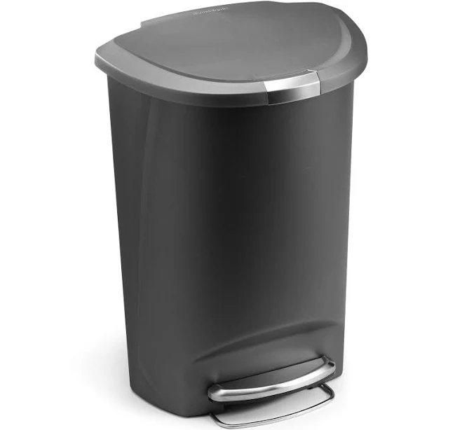 simplehuman Semi-Round Plastic Step Trash Can