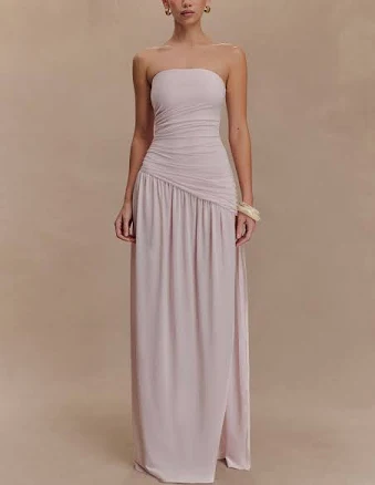MESHKI Bex Strapless Slinky Maxi Dress with Split