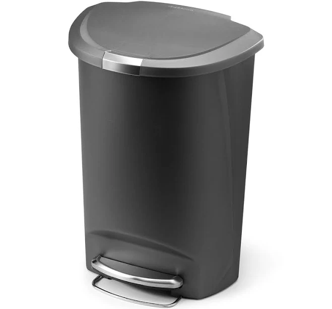 simplehuman Semi-Round Plastic Step Trash Can